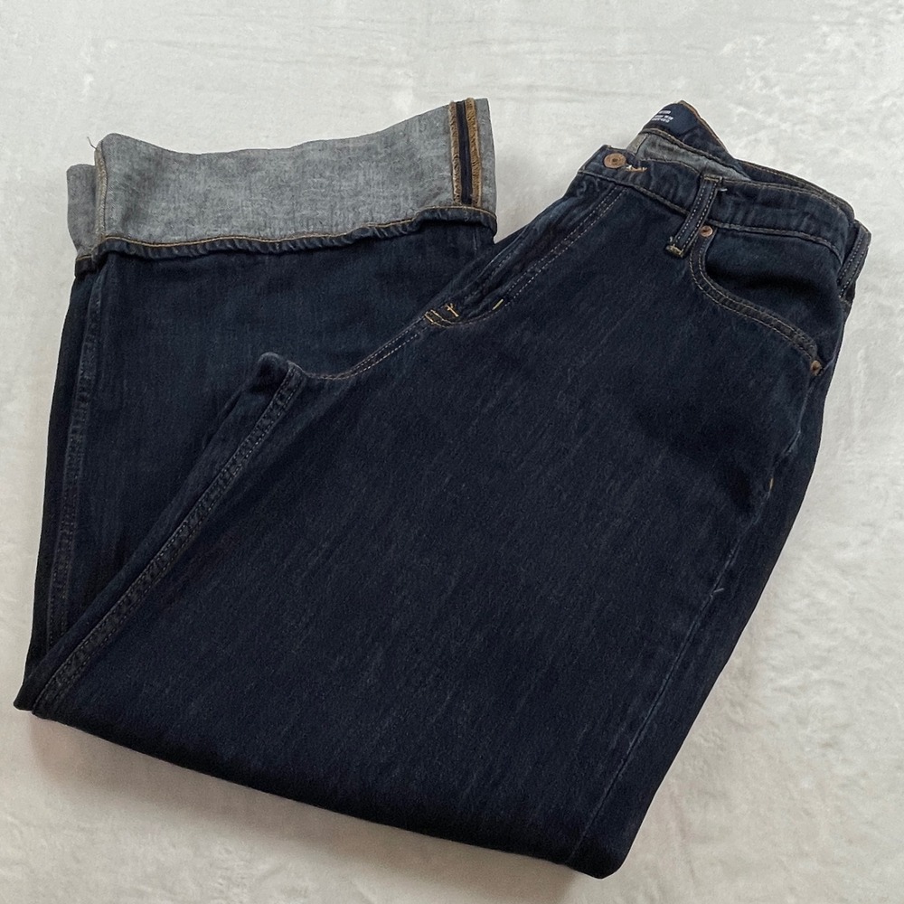 Gap Denim Womens 16 High Rise Wide Leg Cuffed Jeans Dark Wash Streetwear 90s Y2K
